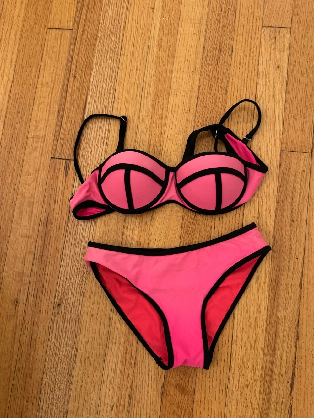 triangl swimwear Hot Pink Bikini with Black Trim